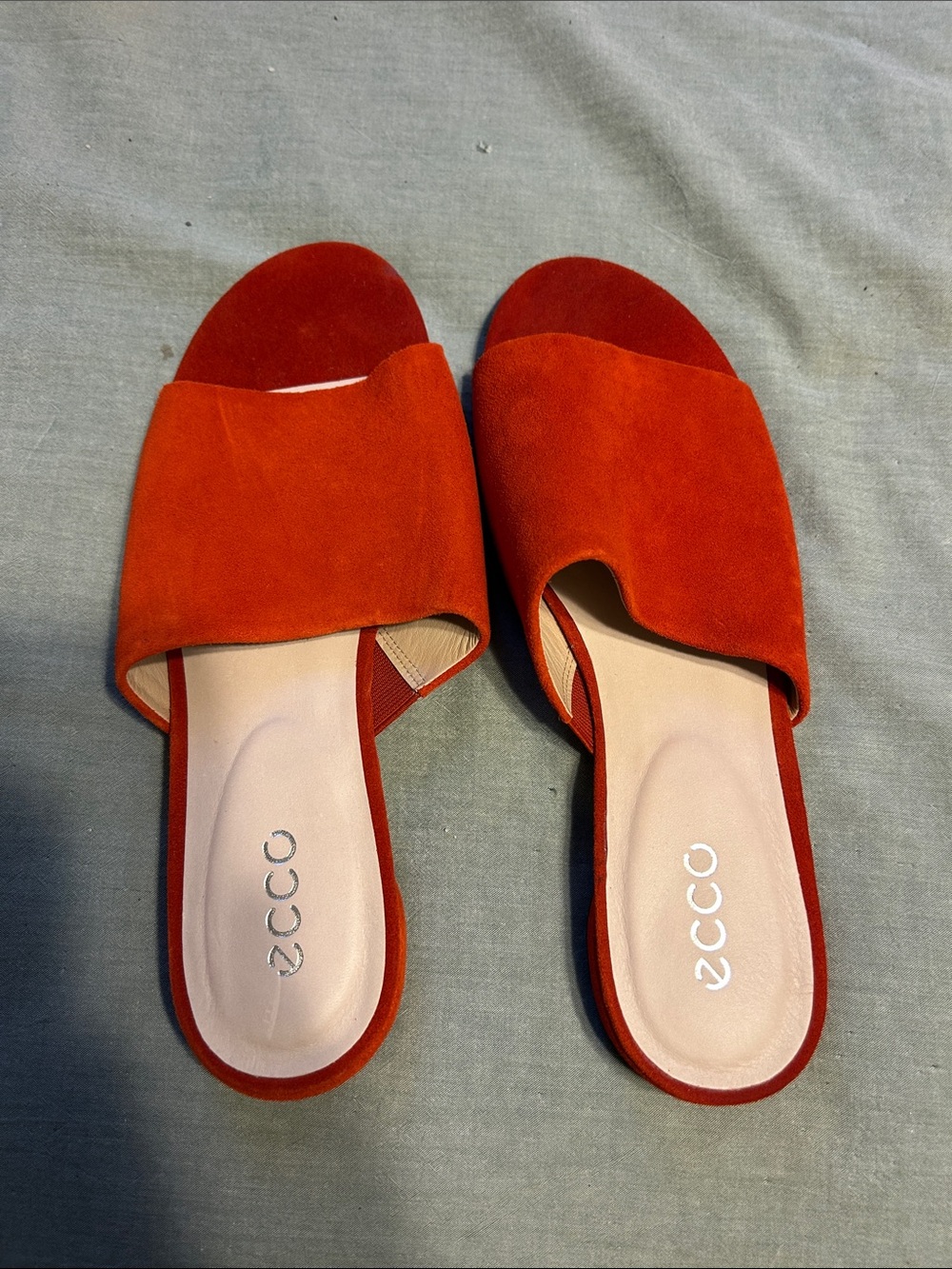 ECCO Women's Red Suede Slide Mules